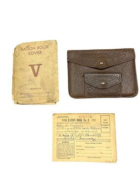 WWII Ration Book Set Leather Wallet Stamps Chicago Wisconsin Used